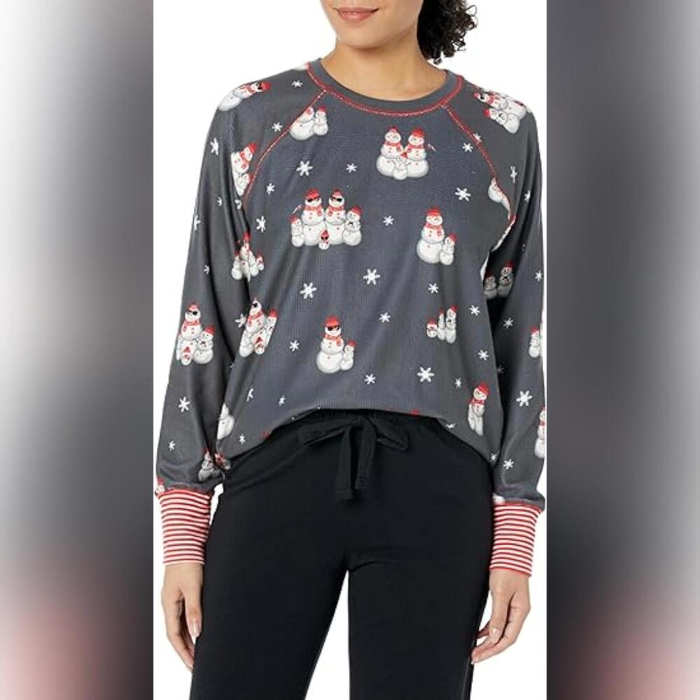 NWT PJ Salvage Loungewear Long Sleeve Top, S (4) Snowmies